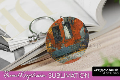 Ghost Keychain - Vintage Halloween Keychain Sublimation Sublimation OrangeBrushStudio 