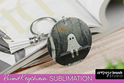 Ghost Keychain - Vintage Halloween Keychain Sublimation Sublimation OrangeBrushStudio 