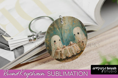 Ghost Keychain - Vintage Halloween Keychain Sublimation Sublimation OrangeBrushStudio 