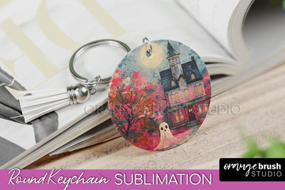 Ghost Keychain - Vintage Halloween Keychain Sublimation Sublimation OrangeBrushStudio 