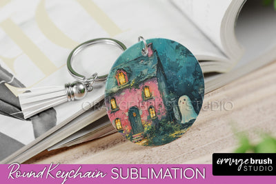 Ghost Keychain - Vintage Halloween Keychain Sublimation Sublimation OrangeBrushStudio 