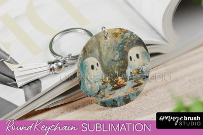 Ghost Keychain - Vintage Halloween Keychain Sublimation Sublimation OrangeBrushStudio 
