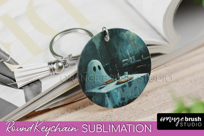 Ghost Keychain - Vintage Halloween Keychain Sublimation Sublimation OrangeBrushStudio 