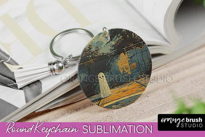 Ghost Keychain - Vintage Halloween Keychain Sublimation Sublimation OrangeBrushStudio 