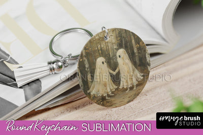 Ghost Keychain - Vintage Halloween Keychain Sublimation Sublimation OrangeBrushStudio 
