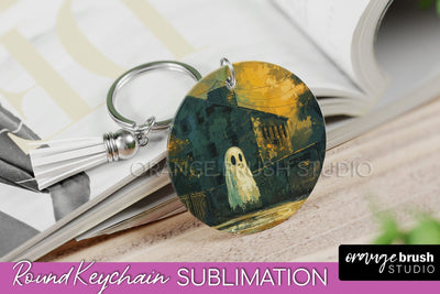 Ghost Keychain - Vintage Halloween Keychain Sublimation Sublimation OrangeBrushStudio 