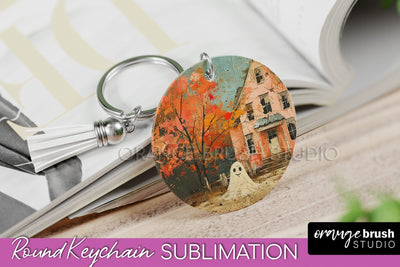Ghost Keychain - Vintage Halloween Keychain Sublimation Sublimation OrangeBrushStudio 