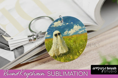 Ghost Keychain - Vintage Halloween Keychain Sublimation Sublimation OrangeBrushStudio 