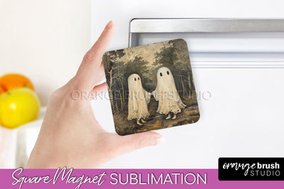 Ghost Magnet Sublimation - Cute Halloween Magnet Design Sublimation OrangeBrushStudio 