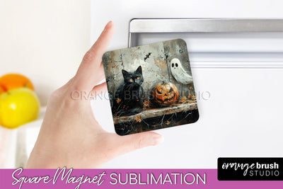 Ghost Magnet Sublimation - Cute Halloween Magnet Design Sublimation OrangeBrushStudio 