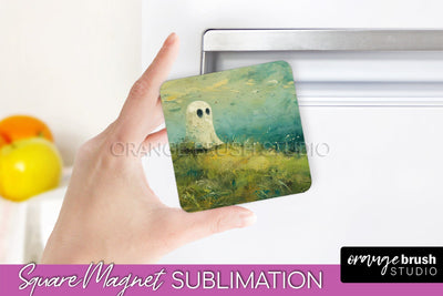 Ghost Magnet Sublimation - Cute Halloween Magnet Design Sublimation OrangeBrushStudio 