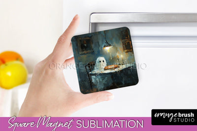 Ghost Magnet Sublimation - Cute Halloween Magnet Design Sublimation OrangeBrushStudio 