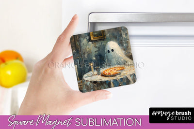 Ghost Magnet Sublimation - Cute Halloween Magnet Design Sublimation OrangeBrushStudio 