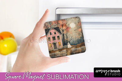 Ghost Magnet Sublimation - Cute Halloween Magnet Design Sublimation OrangeBrushStudio 