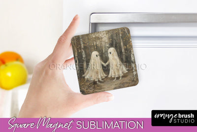 Ghost Magnet Sublimation - Cute Halloween Magnet Design Sublimation OrangeBrushStudio 