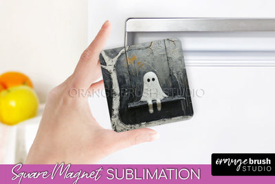 Ghost Magnet Sublimation - Cute Halloween Magnet Design Sublimation OrangeBrushStudio 