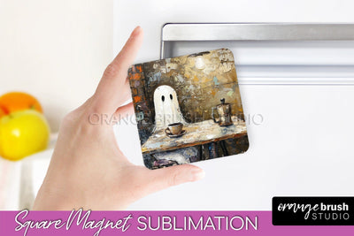 Ghost Magnet Sublimation - Cute Halloween Magnet Design Sublimation OrangeBrushStudio 