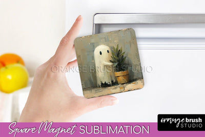 Ghost Magnet Sublimation - Cute Halloween Magnet Design Sublimation OrangeBrushStudio 
