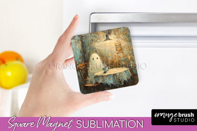 Ghost Magnet Sublimation - Cute Halloween Magnet Design Sublimation OrangeBrushStudio 