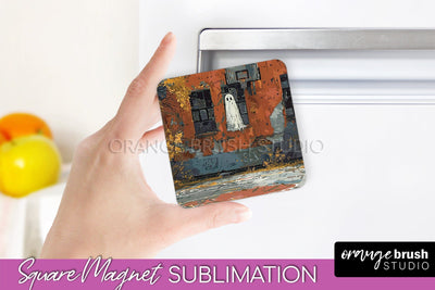 Ghost Magnet Sublimation - Cute Halloween Magnet Design Sublimation OrangeBrushStudio 