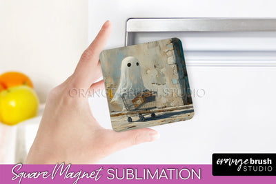Ghost Magnet Sublimation - Cute Halloween Magnet Design Sublimation OrangeBrushStudio 
