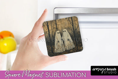 Ghost Magnet Sublimation - Cute Halloween Magnet Design Sublimation OrangeBrushStudio 