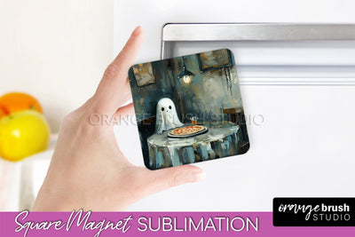 Ghost Magnet Sublimation - Cute Halloween Magnet Design Sublimation OrangeBrushStudio 