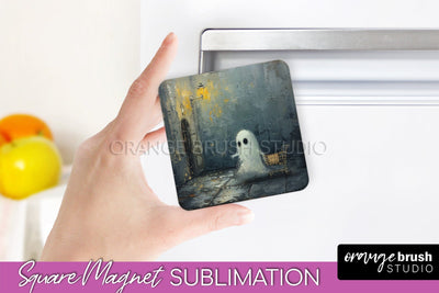 Ghost Magnet Sublimation - Cute Halloween Magnet Design Sublimation OrangeBrushStudio 