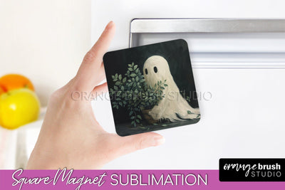 Ghost Magnet Sublimation - Cute Halloween Magnet Design Sublimation OrangeBrushStudio 