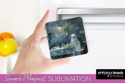 Ghost Magnet Sublimation - Cute Halloween Magnet Design Sublimation OrangeBrushStudio 