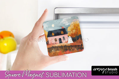 Ghost Magnet Sublimation - Cute Halloween Magnet Design Sublimation OrangeBrushStudio 