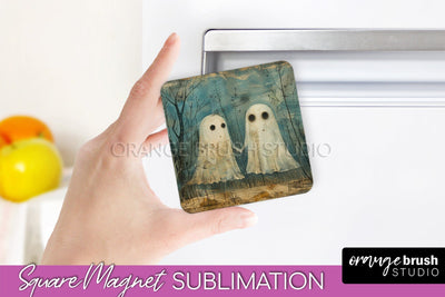 Ghost Magnet Sublimation - Cute Halloween Magnet Design Sublimation OrangeBrushStudio 