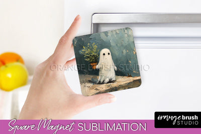 Ghost Magnet Sublimation - Cute Halloween Magnet Design Sublimation OrangeBrushStudio 