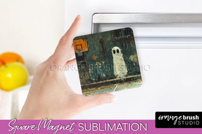 Ghost Magnet Sublimation - Cute Halloween Magnet Design Sublimation OrangeBrushStudio 