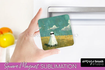 Ghost Magnet Sublimation - Cute Halloween Magnet Design Sublimation OrangeBrushStudio 