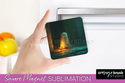 Ghost Magnet Sublimation - Cute Halloween Magnet Design Sublimation OrangeBrushStudio 