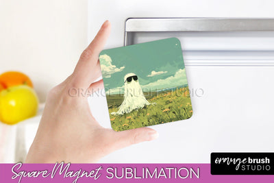 Ghost Magnet Sublimation - Cute Halloween Magnet Design Sublimation OrangeBrushStudio 
