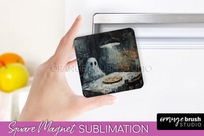 Ghost Magnet Sublimation - Cute Halloween Magnet Design Sublimation OrangeBrushStudio 