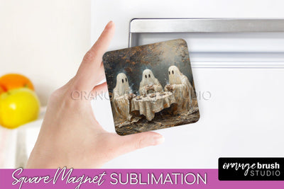 Ghost Magnet Sublimation - Cute Halloween Magnet Design Sublimation OrangeBrushStudio 