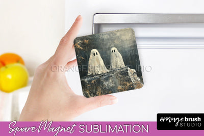 Ghost Magnet Sublimation - Cute Halloween Magnet Design Sublimation OrangeBrushStudio 