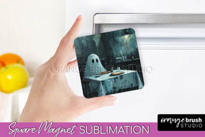 Ghost Magnet Sublimation - Cute Halloween Magnet Design Sublimation OrangeBrushStudio 