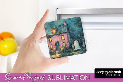 Ghost Magnet Sublimation - Cute Halloween Magnet Design Sublimation OrangeBrushStudio 