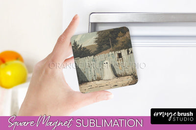 Ghost Magnet Sublimation - Cute Halloween Magnet Design Sublimation OrangeBrushStudio 