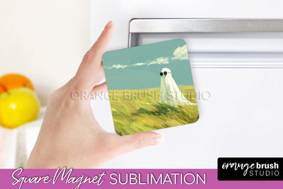 Ghost Magnet Sublimation - Cute Halloween Magnet Design Sublimation OrangeBrushStudio 