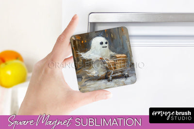 Ghost Magnet Sublimation - Cute Halloween Magnet Design Sublimation OrangeBrushStudio 
