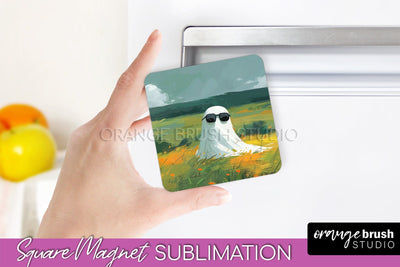 Ghost Magnet Sublimation - Cute Halloween Magnet Design Sublimation OrangeBrushStudio 