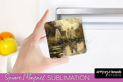 Ghost Magnet Sublimation - Cute Halloween Magnet Design Sublimation OrangeBrushStudio 