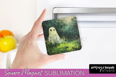 Ghost Magnet Sublimation - Cute Halloween Magnet Design Sublimation OrangeBrushStudio 