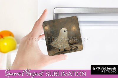 Ghost Magnet Sublimation - Cute Halloween Magnet Design Sublimation OrangeBrushStudio 
