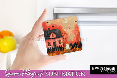 Ghost Magnet Sublimation - Cute Halloween Magnet Design Sublimation OrangeBrushStudio 